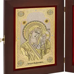 Икона-складень из массива Ореха «Богородица и Иисус»