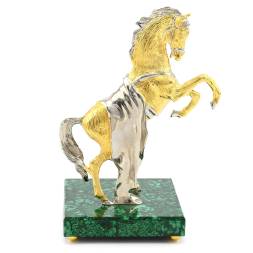 Статуэтка «Конь» из бронзы на малахите