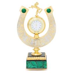 Декоративные часы «Подкова на удачу» с малахитом